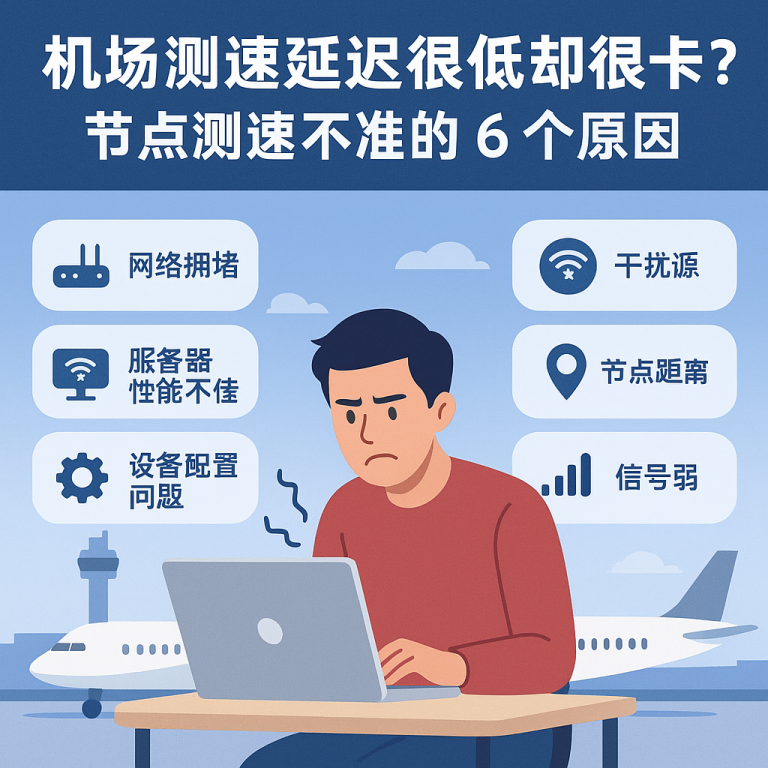 机场测速延迟很低却很卡？节点测速不准的 6 个原因（2026）