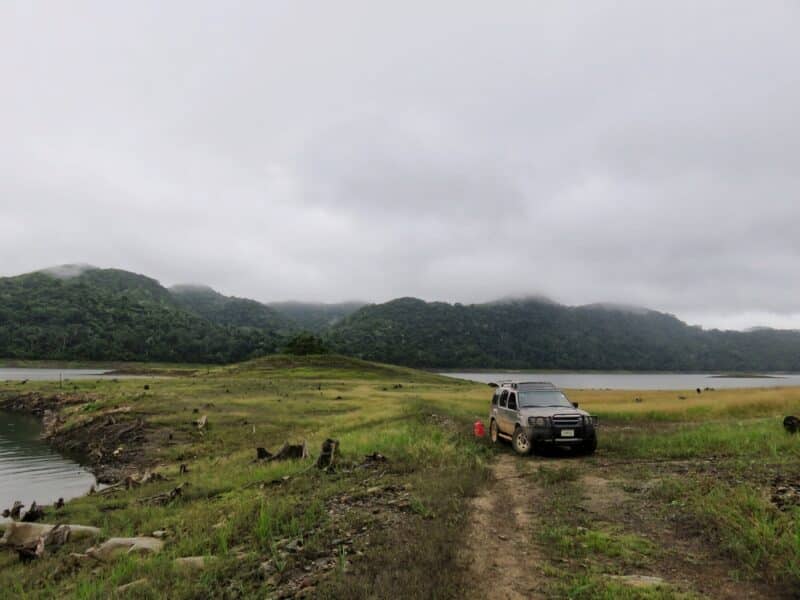 Our vehicle by the Chalillo Dam being loaded. The boat was dragged about 20 feet higher in case of flooding.