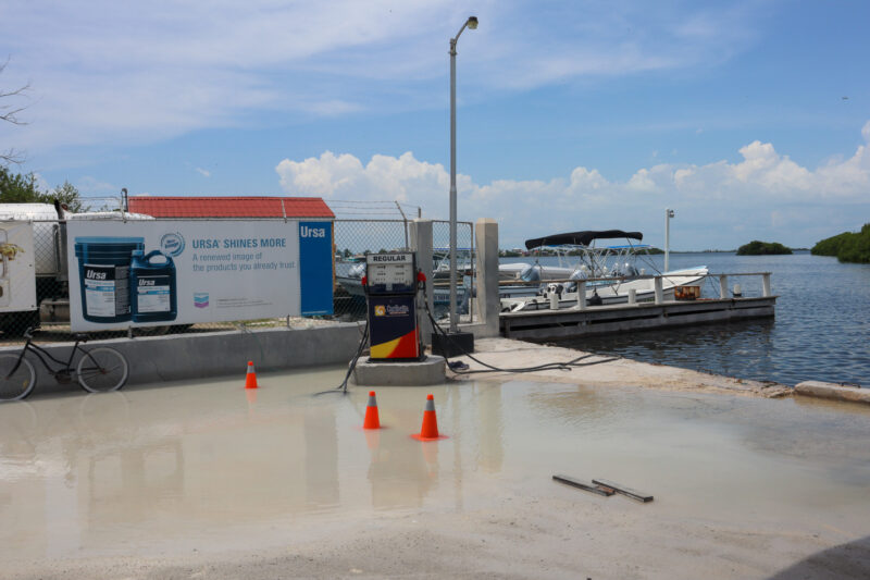 Flooded gas station