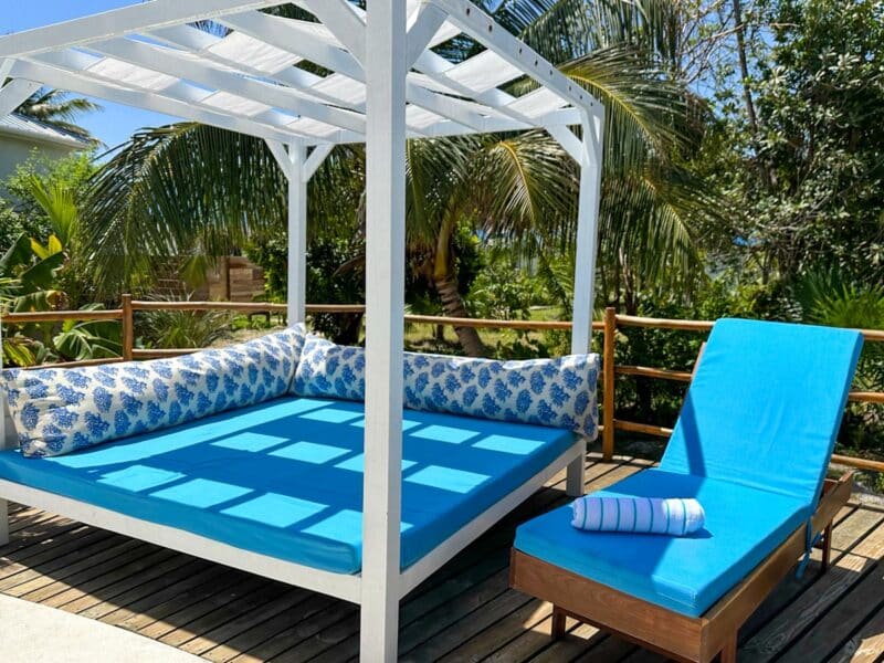 Bed by the pool