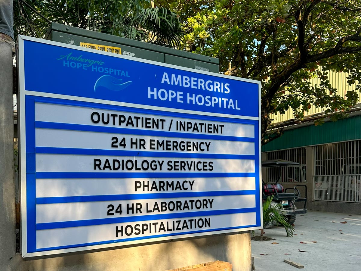 Sign for new Hospital on Ambergris Caye
