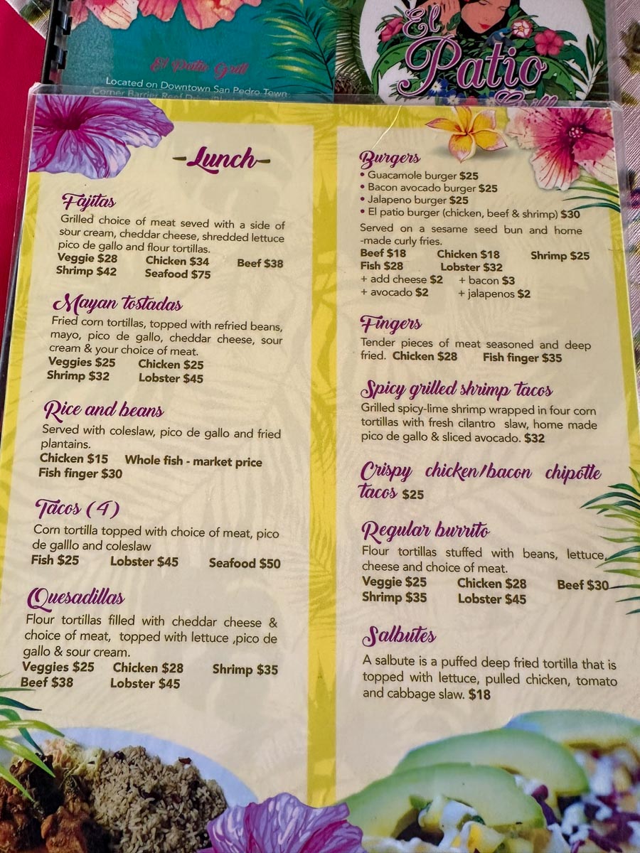 Lunch menu