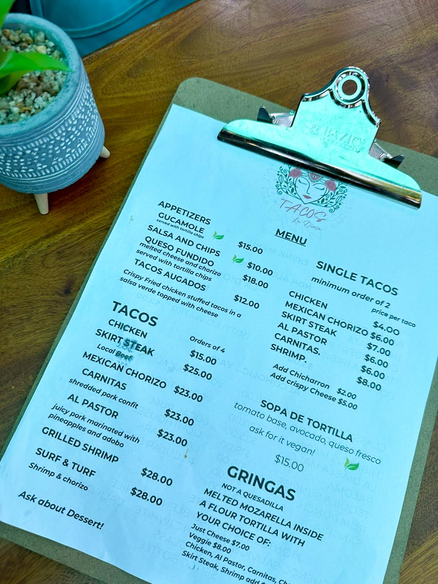 The food menu
