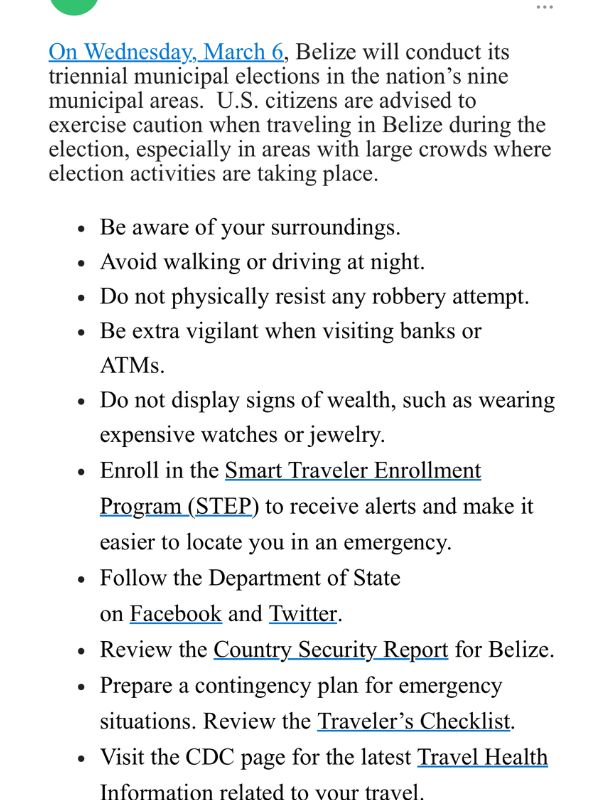 Warning from the US States department about elections