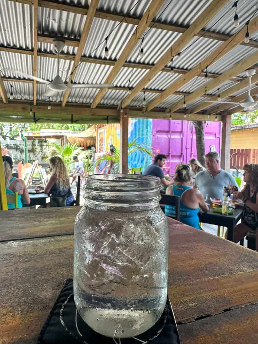 A glass of ice water