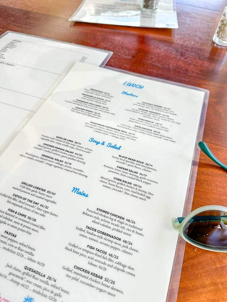 Lunch menu