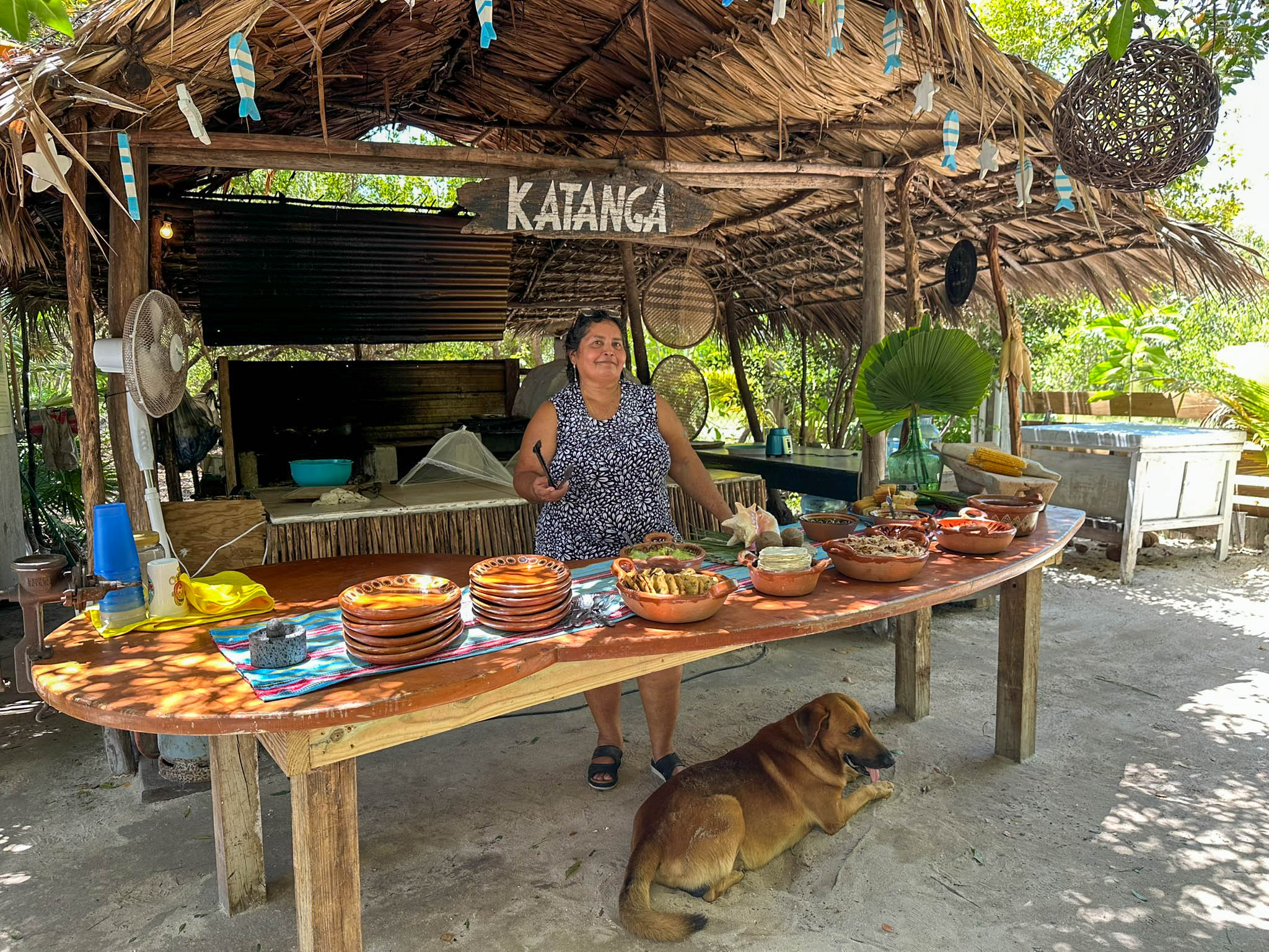 Mayan food being served at the Eco-Museum